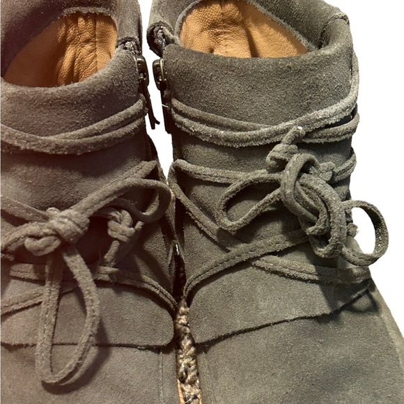 UGG Women's Dark Gray Suede Moccasin/Nomad Lace Up SIde ZIp Ankle Bootie-Size 8 - Picture 6 of 7